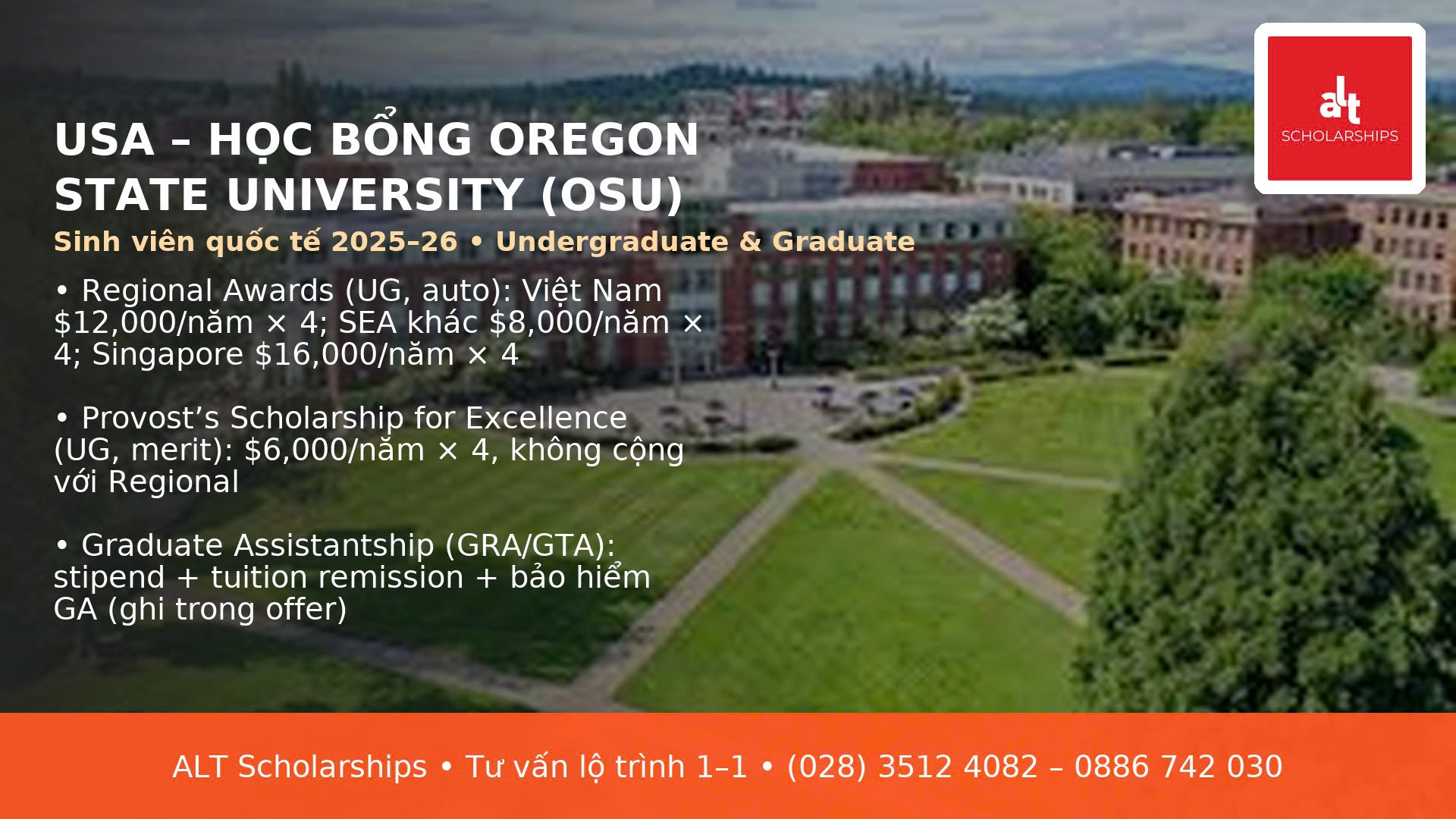 Học bổng Oregon State University 2025–2026 (quốc tế)