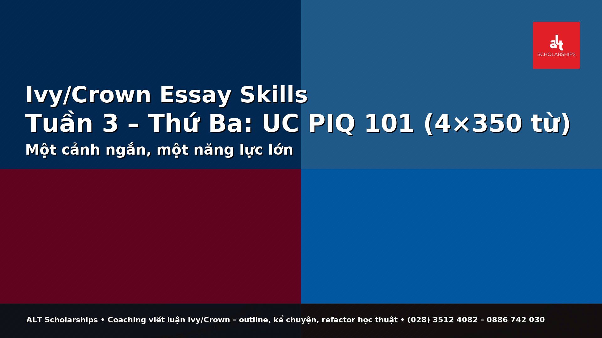 UC PIQ 101 (4 BÀI 350 TỪ): KỂ MỘT CẢNH NGẮN, CHỨNG MINH MỘT NĂNG LỰC LỚN