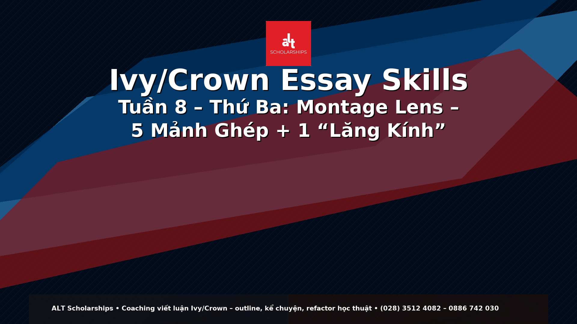 Ivy/Crown Essay Skills Tuần 8 – Thứ Ba: Montage Lens – 5 Mảnh Ghép + 1 “Lăng Kính” Để Bài Luận Nhất Quán (45’ Lab)