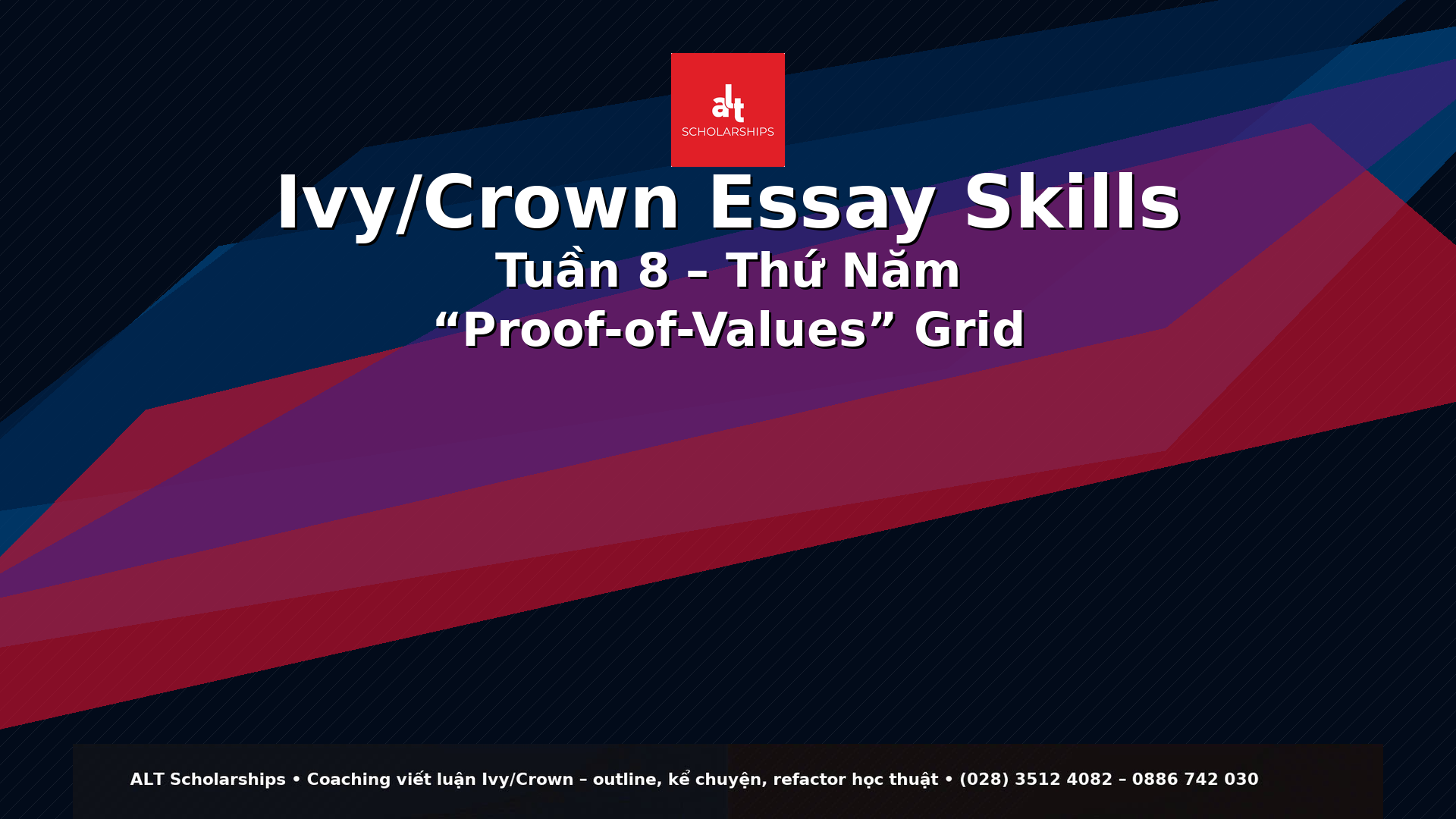 Ivy/Crown Essay Skills Tuần 8 – Thứ Năm  “Proof-of-Values” Grid: Biến Tính Từ Thành Bằng Chứng (Để AO Tin Bạn Thật)