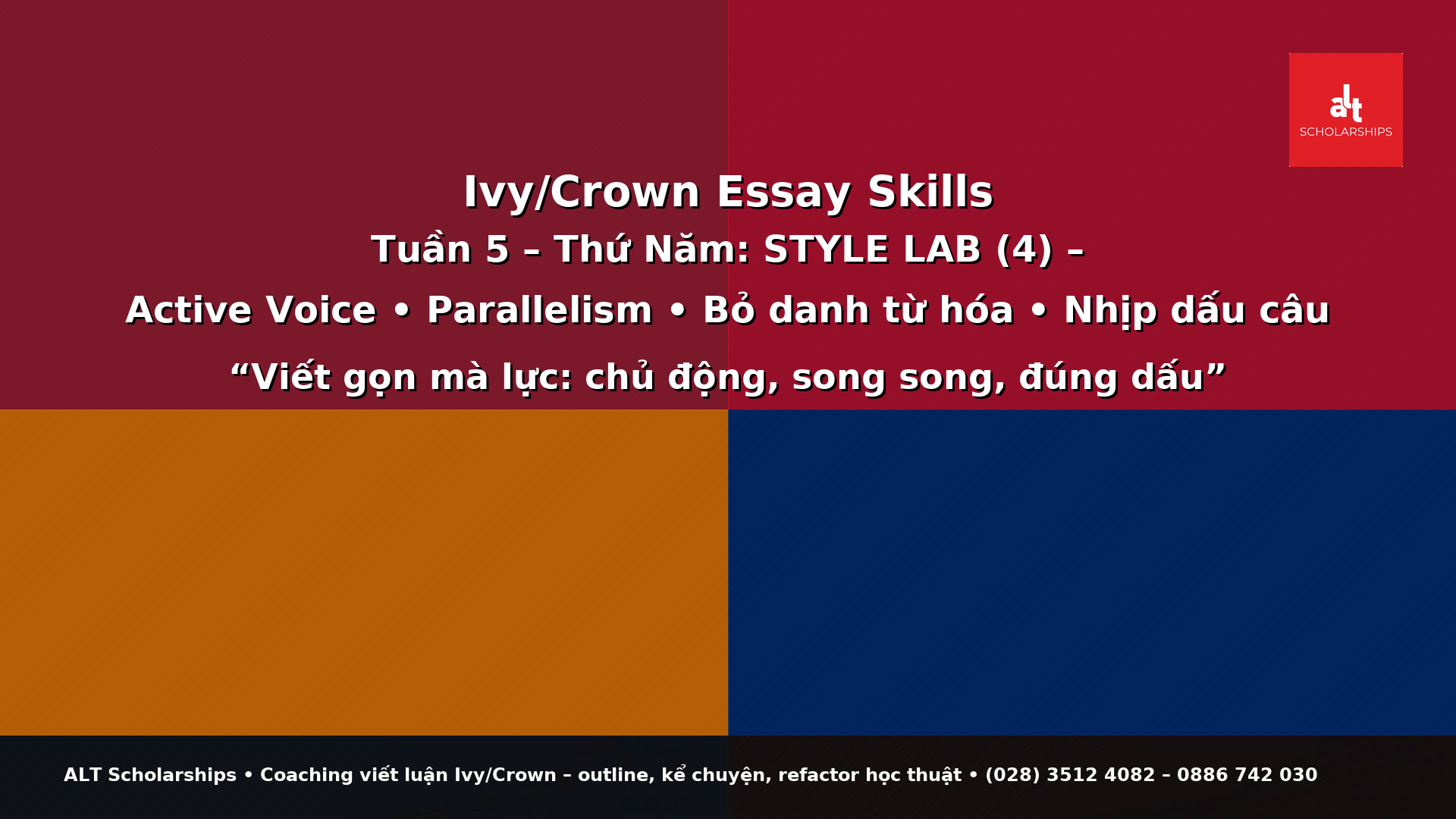 STYLE LAB (4): CÚ PHÁP & DẤU CÂU – ACTIVE VOICE • PARALLELISM • BỎ DANH TỪ HÓA • NHỊP CHẤM PHẨY