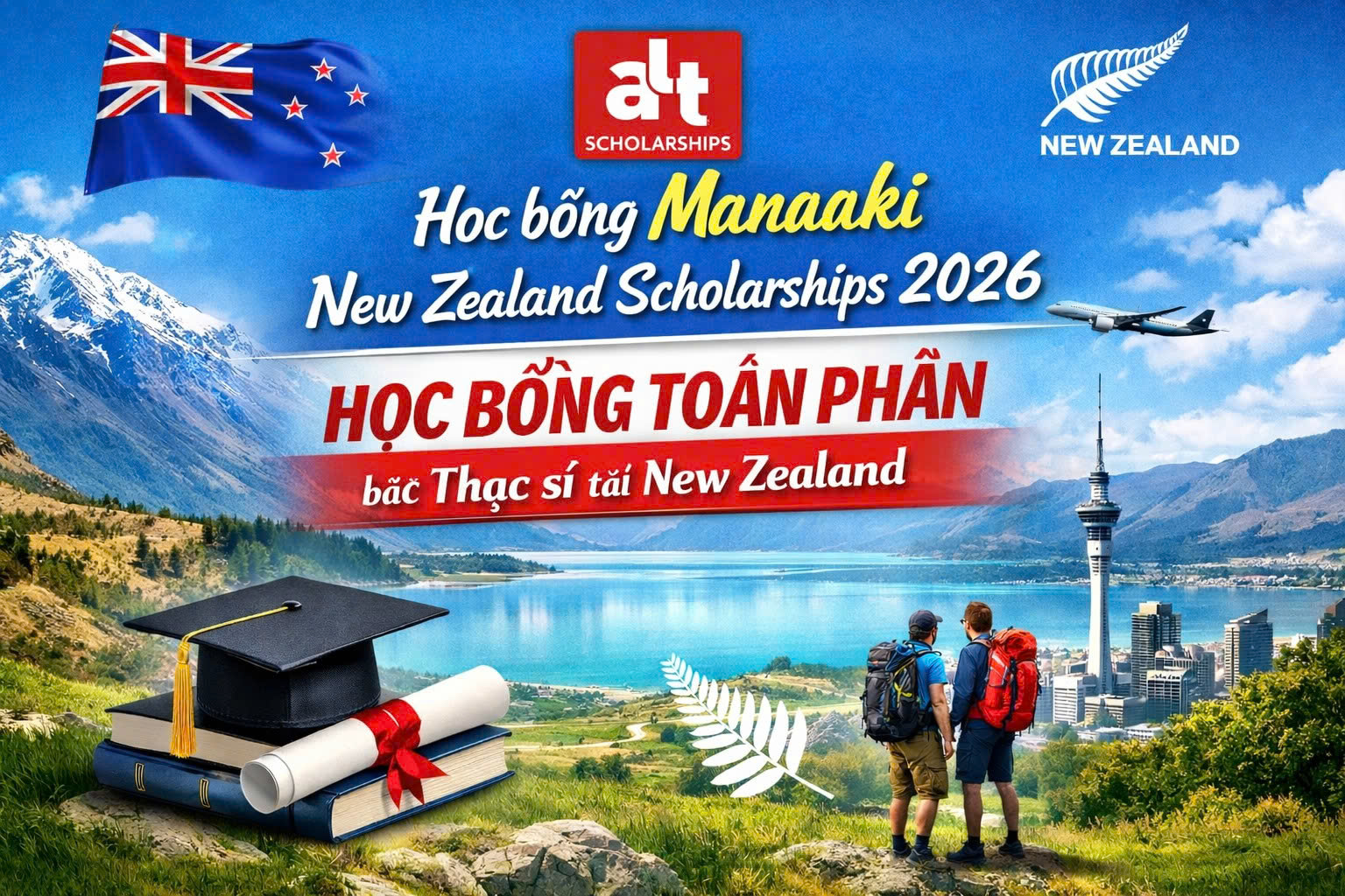 Học bổng Manaaki New Zealand Scholarships 2026: Học bổng TOÀN PHẦN bậc Thạc sĩ tại New Zealand cho công dân Việt Nam (mở 01/03, hạn 31/03)