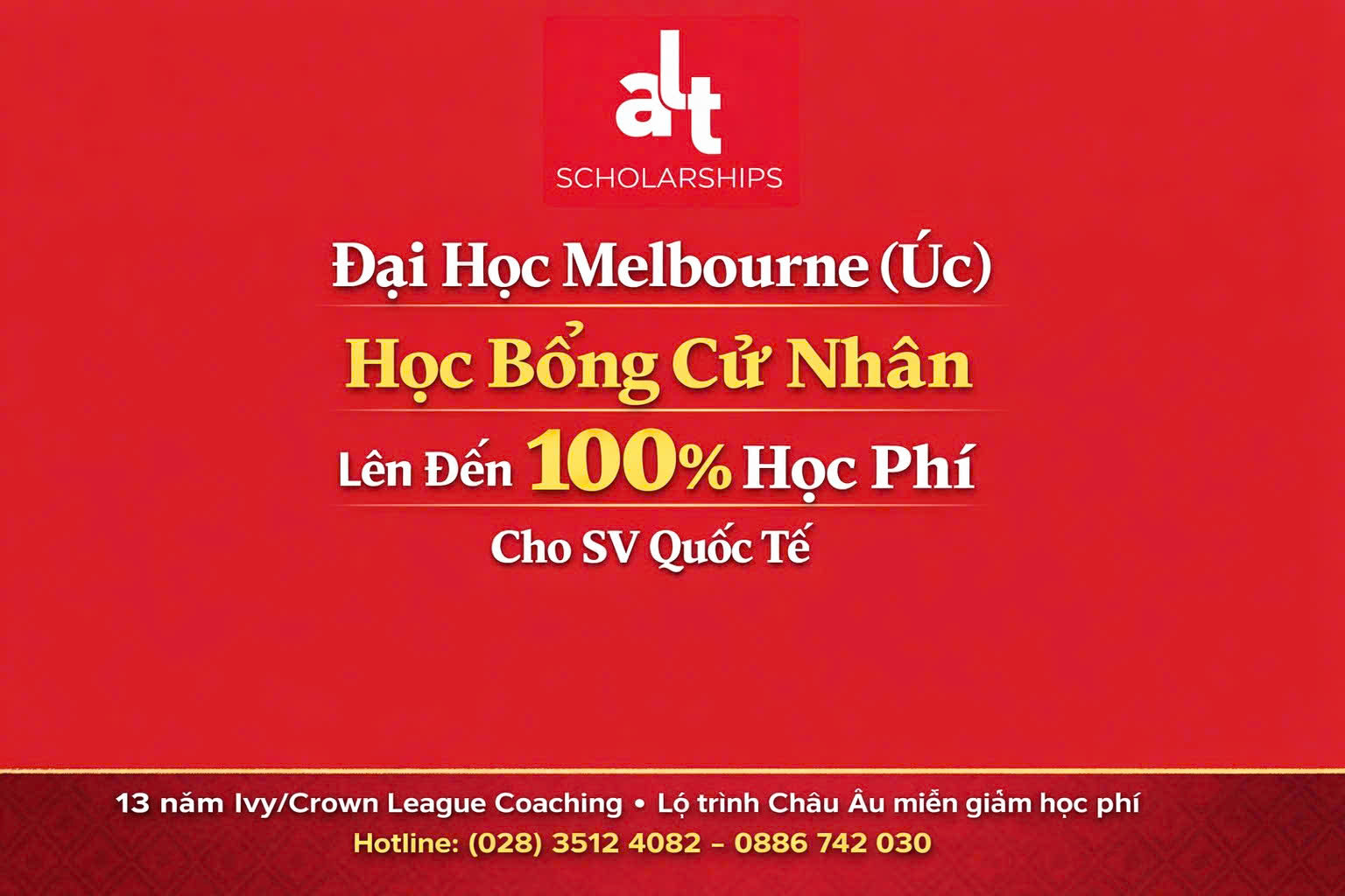 Đại Học Melbourne (Úc) 2026–2027: Học Bổng Cử Nhân & Cơ Hội Fee Remission (Có Thể Lên Tới 100% Học Phí) Cho SV Quốc Tế