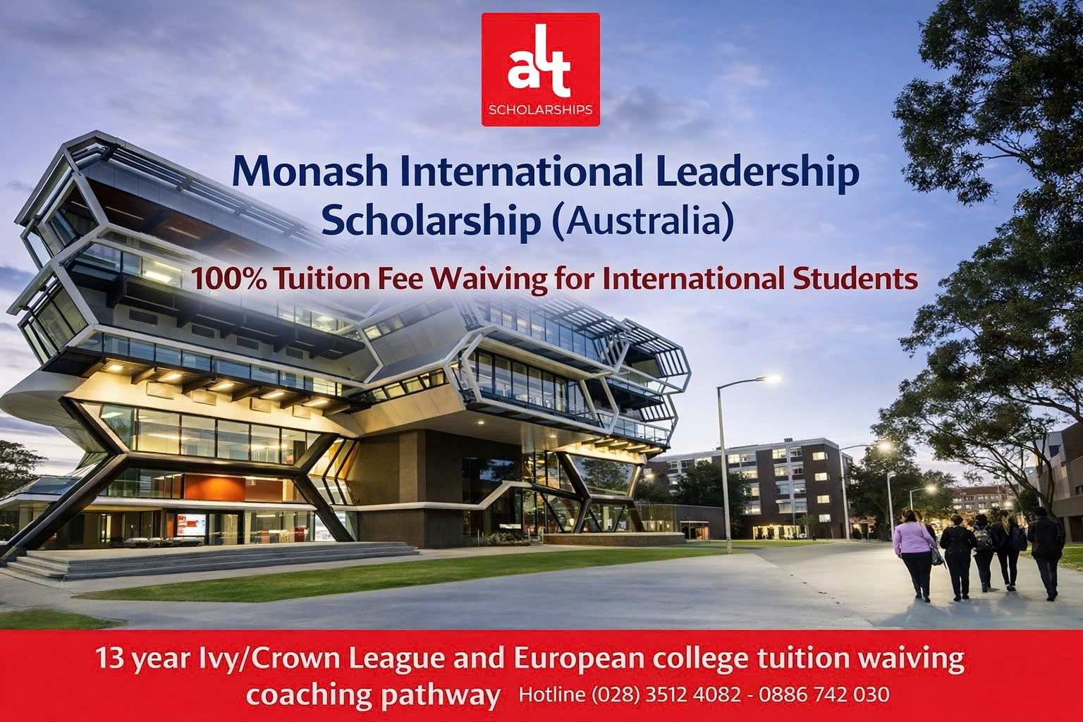 Monash International Leadership Scholarship (Úc) — Học Bổng 100% Học Phí Cho Sinh Viên Quốc Tế (UG/PG)