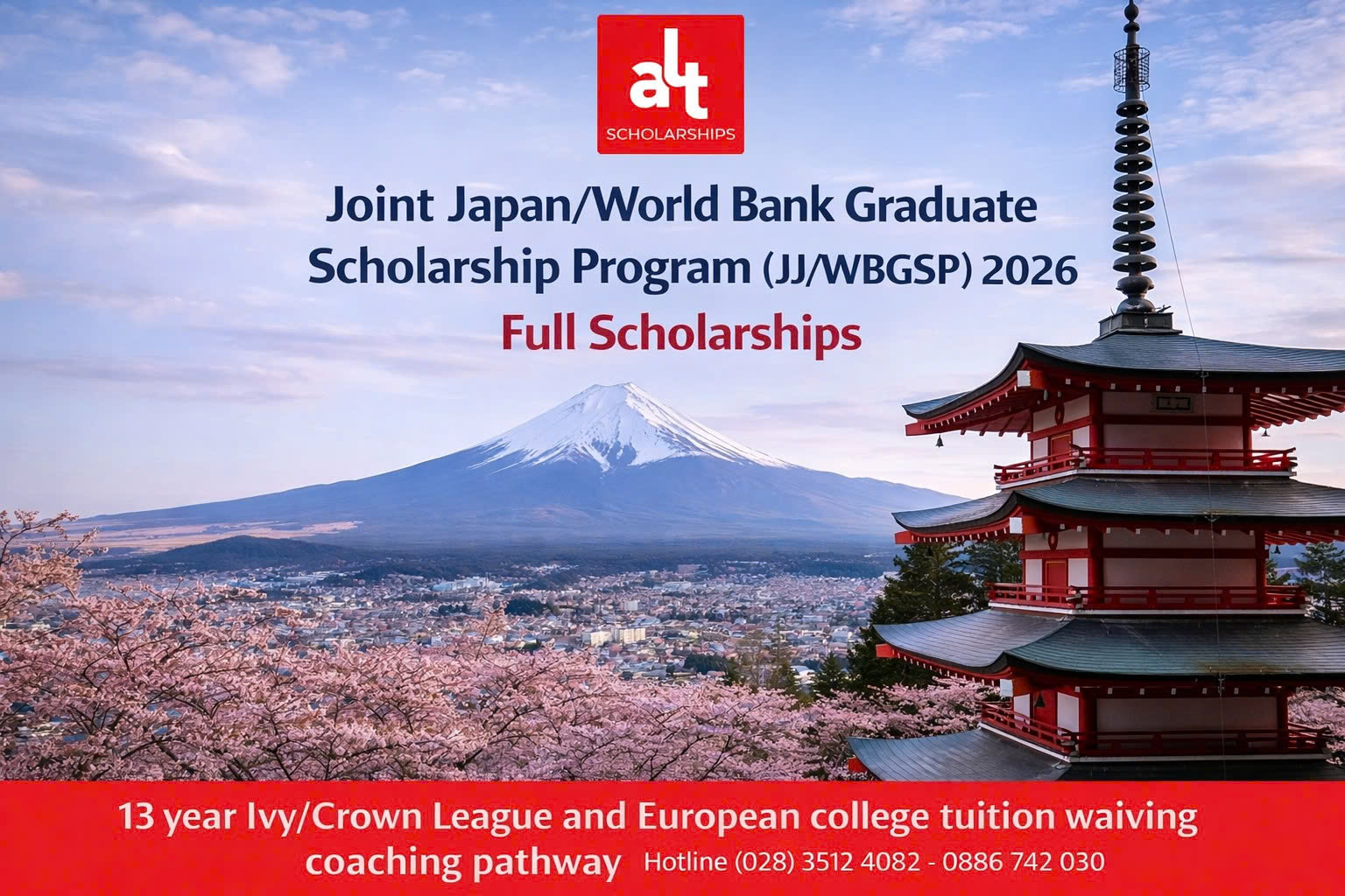 Joint Japan/World Bank Graduate Scholarship Program (JJ/WBGSP) 2026 — Học Bổng Tài Trợ Học Phí + Sinh Hoạt + Vé Máy Bay Cho Thạc Sĩ (29/05/2026)