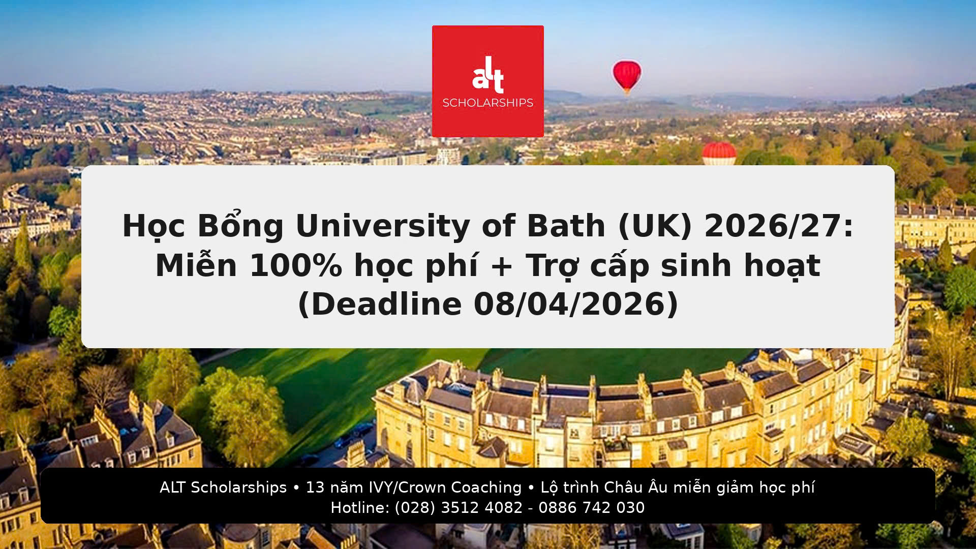 University of Bath (UK) — CMA CGM Excellence Fund for Education 2026/27: Miễn 100% học phí + Trợ cấp sinh hoạt (Deadline 08/04/2026)