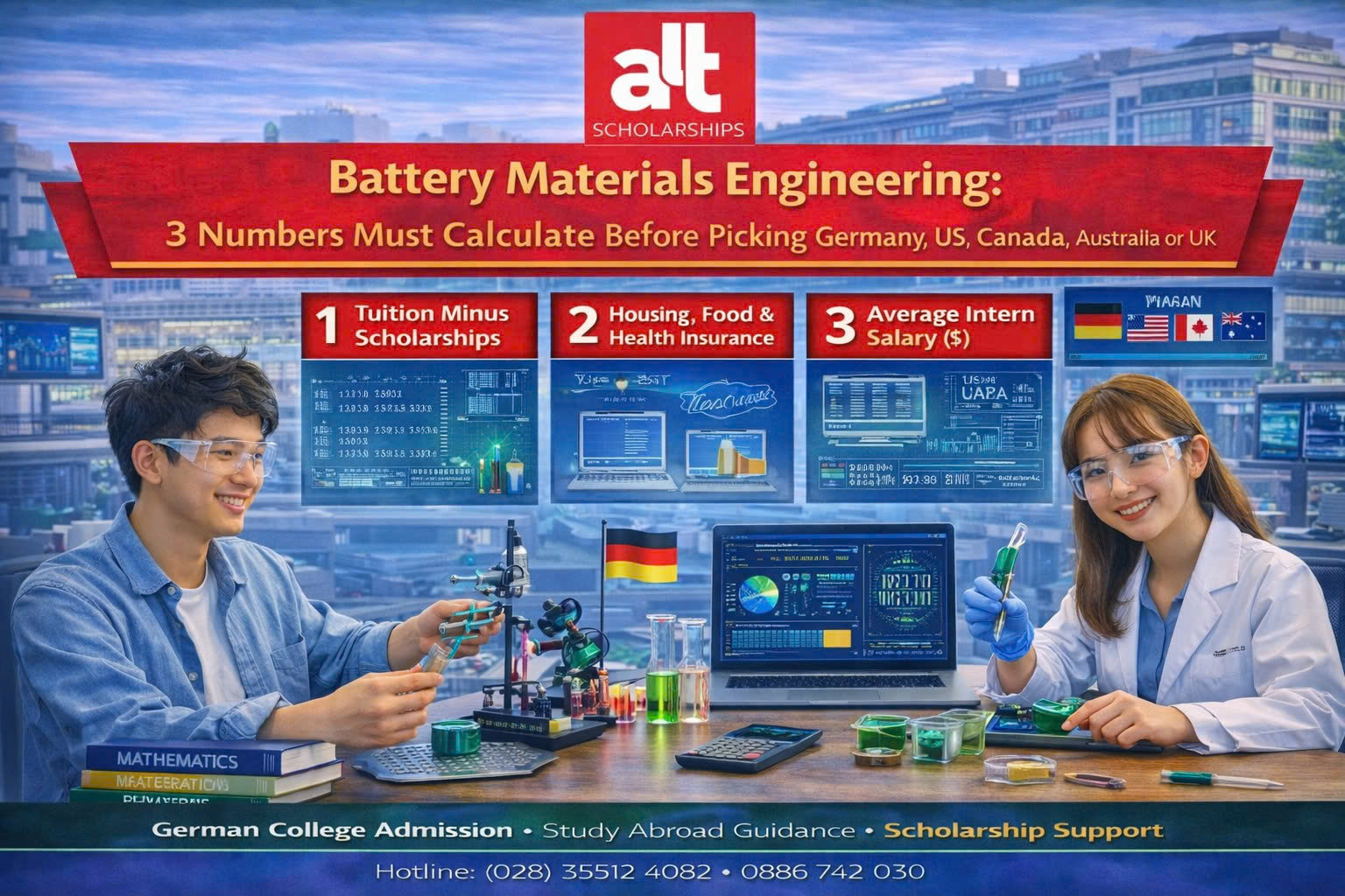 Đừng Chỉ Nhìn “Pin, Xe Điện, Lưu Trữ Năng Lượng”: Nếu Con Muốn Học Battery Materials Ở Nước Ngoài, Phụ Huynh Hãy Làm 3 Phép Tính Trước Khi Chọn Đức, Mỹ, Canada, Úc Hay Anh