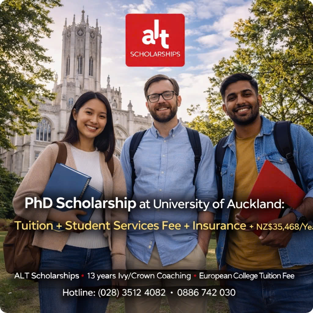 Học Bổng Tiến Sĩ Tại Đại Học Auckland: Học Phí + Student Services Fee + Bảo Hiểm + NZ$35,468/Năm Cho Bậc Nghiên Cứu Tại New Zealand