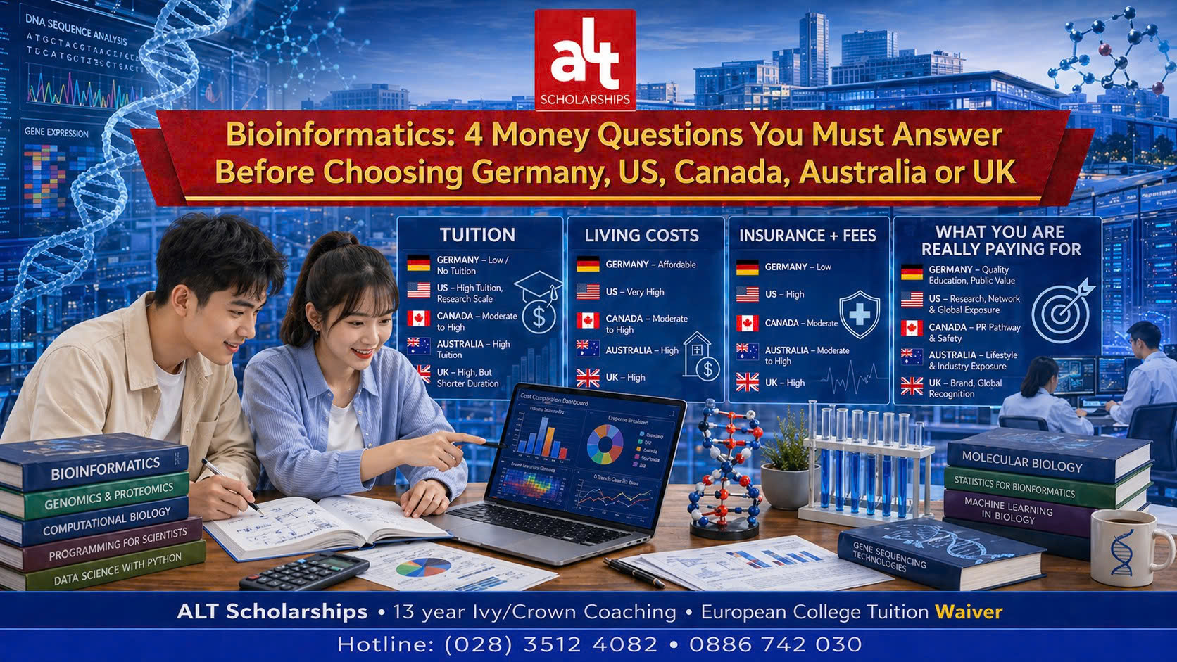Du Học Ngành Bioinformatics: 4 Câu Hỏi Tài Chính Bạn Cần Trả Lời Trước Khi Chọn Đức, Mỹ, Canada, Úc Hay Anh