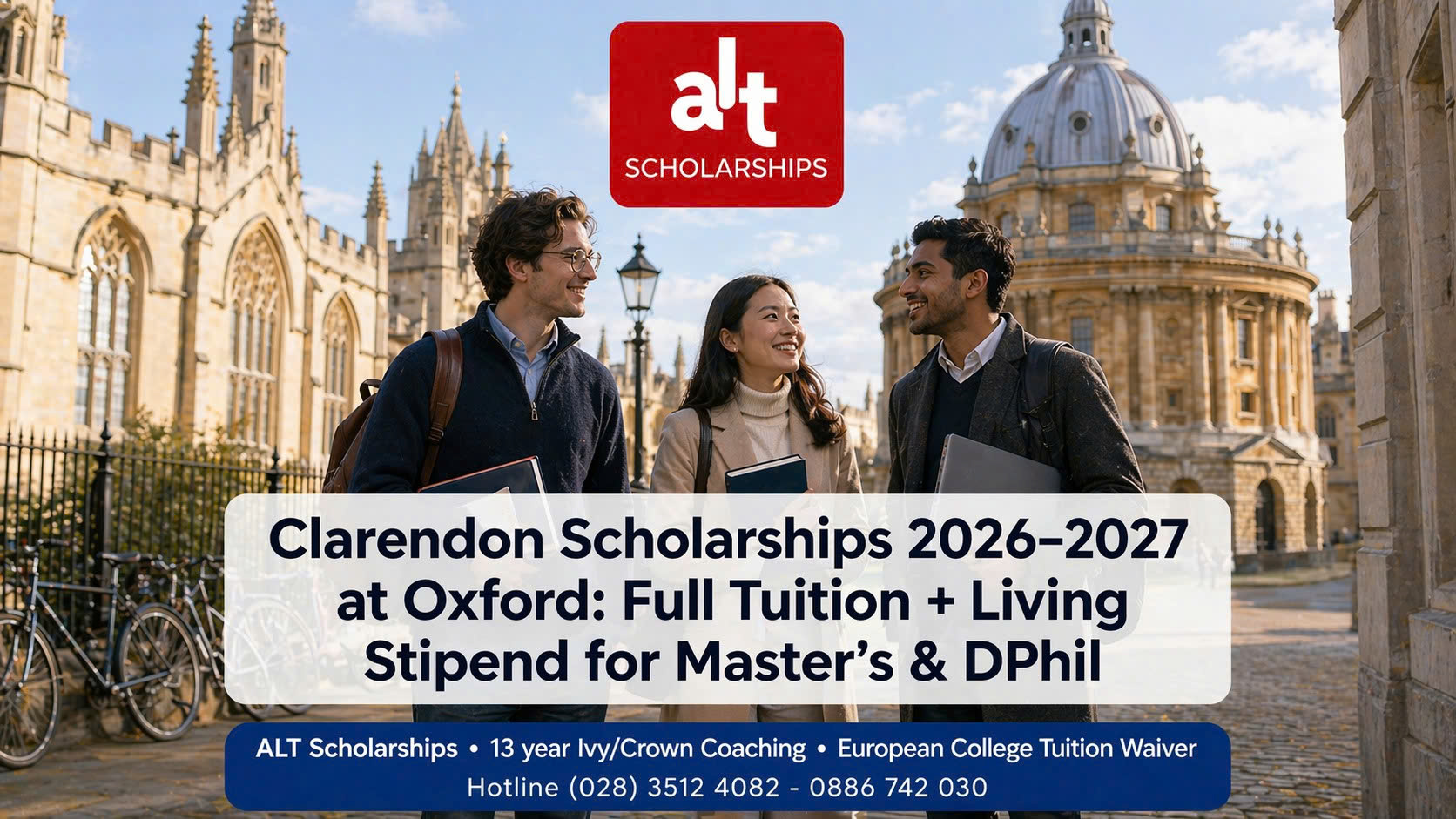 Clarendon Scholarships 2026–2027 Tại Đại Học Oxford: Học Bổng Thạc Sĩ Tài Trợ Toàn Bộ Học Phí + Phí Sinh Hoạt Cho Master’s và Dphil.