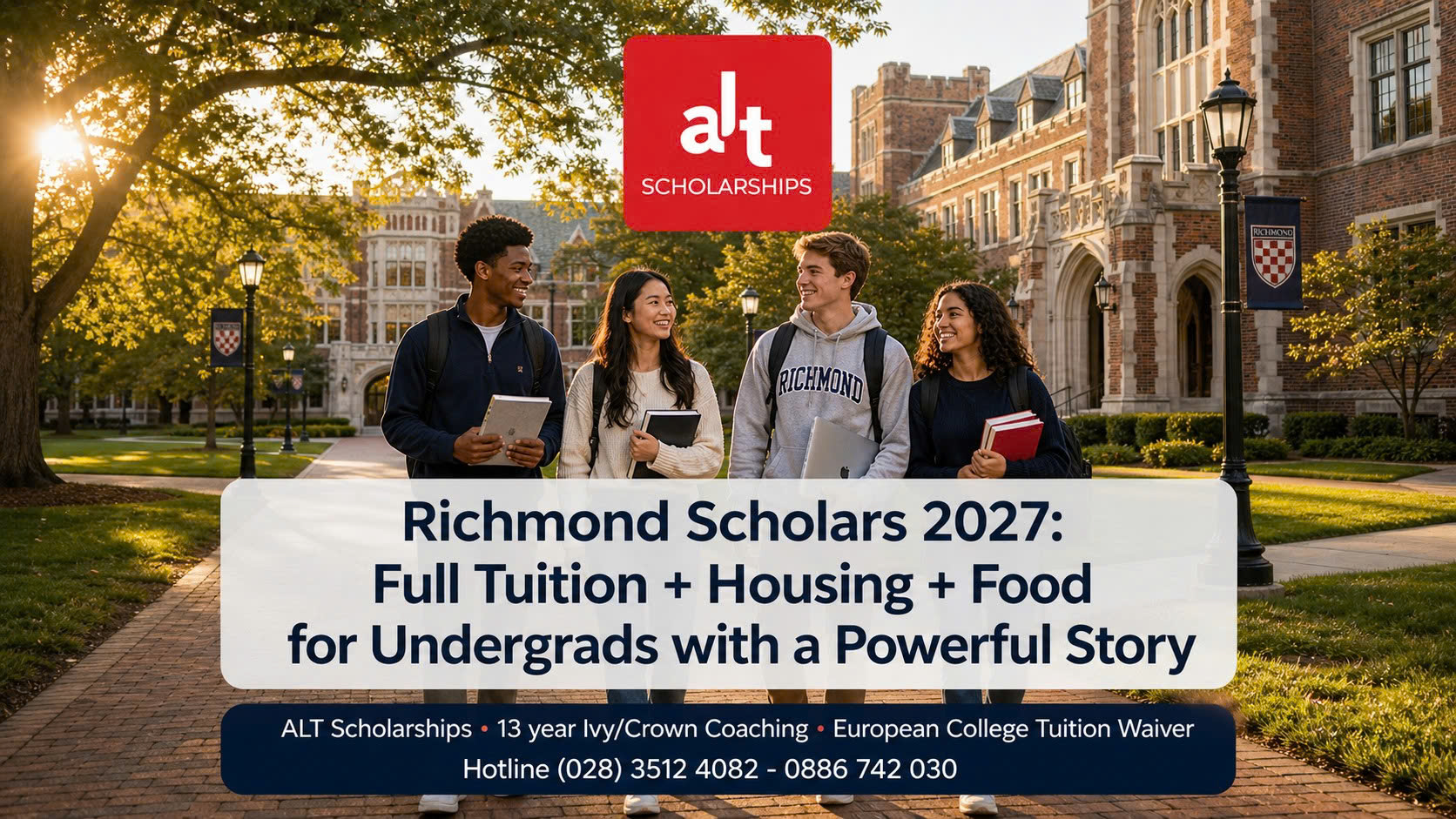 Richmond Scholars Program 2027: Học Bổng Cử Nhân Mỹ Full Tuition + Housing + Food Cho Học Sinh Có Câu Chuyện Đủ Mạnh