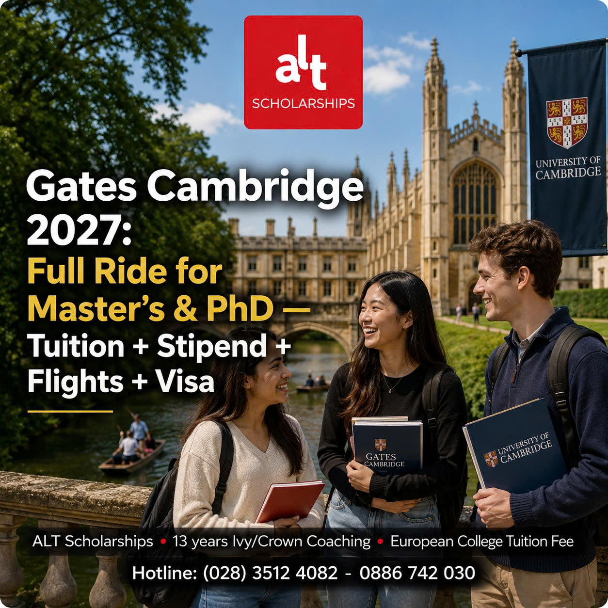 Gates Cambridge Scholarship 2027: Học Bổng Toàn Phần Tại University Of Cambridge Cho Master’s Và Phd, Full Cost + Stipend + Vé Máy Bay + Visa.