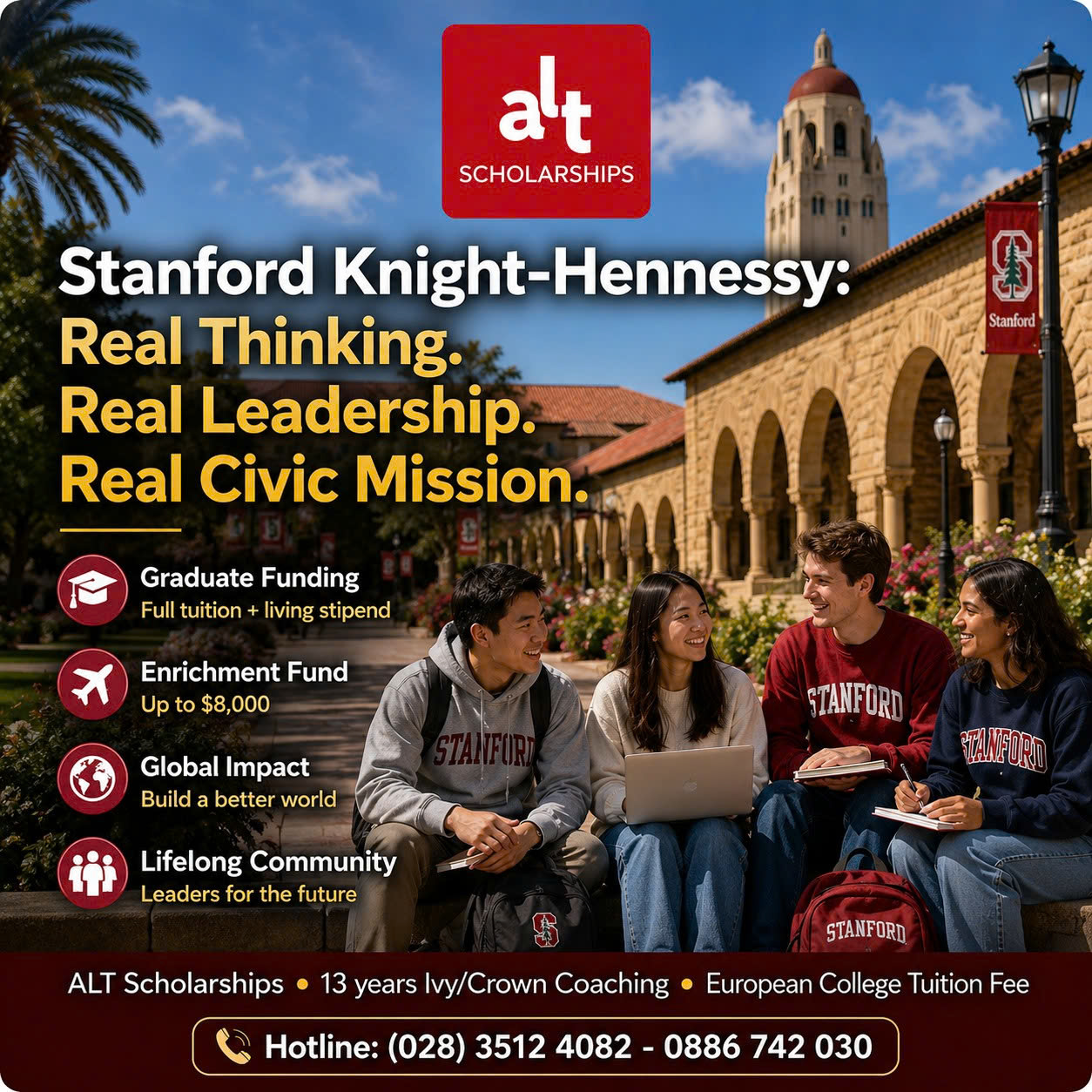 Knight-Hennessy Scholars 2027 Tại Stanford: Funding Đến 3 Năm Cho Master/Phd/JD/MD/MBA, Deadline 06/10/2026