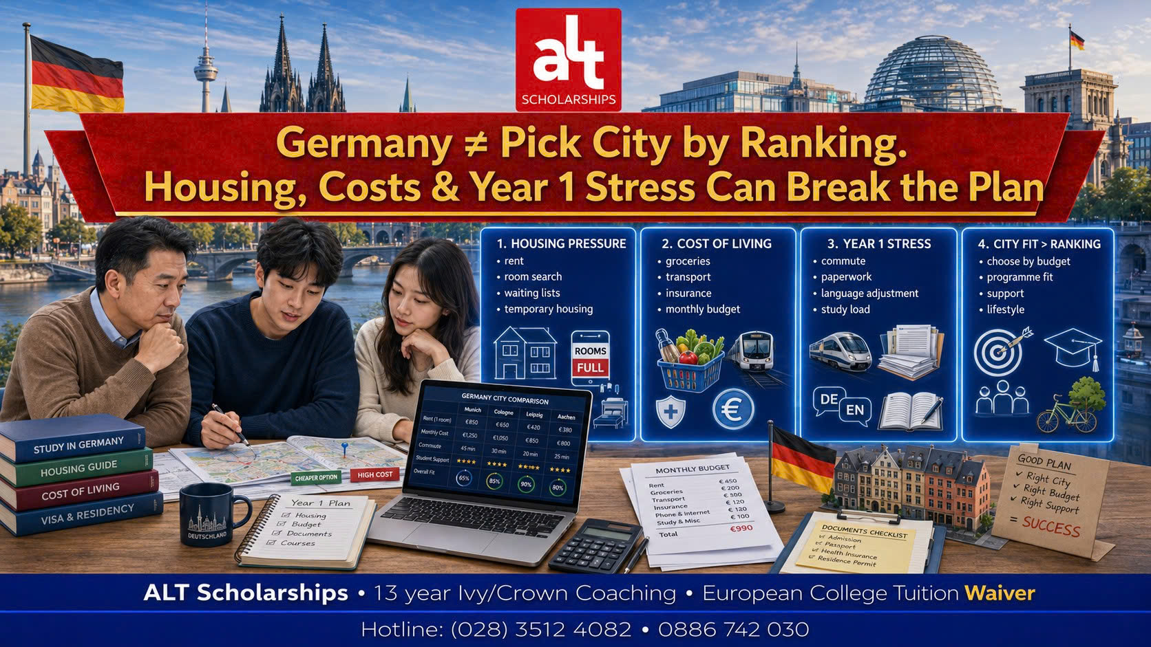 Đừng Chọn Thành Phố Đức Bằng Ranking: Nhà Ở, Chi Phí Sống Và Áp Lực Năm Nhất Có Thể Làm Lệch Cả Lộ Trình Của Con