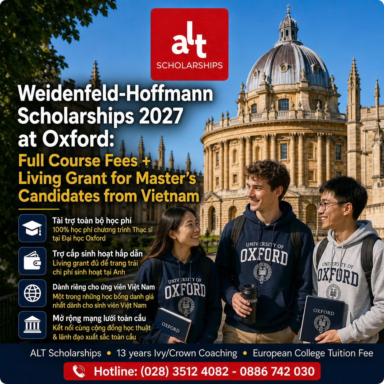 Weidenfeld-Hoffmann Scholarships 2027 Tại Oxford: Học Bổng Master/Graduate Full Course Fees + Living Grant Cho Ứng Viên Từ Việt Nam