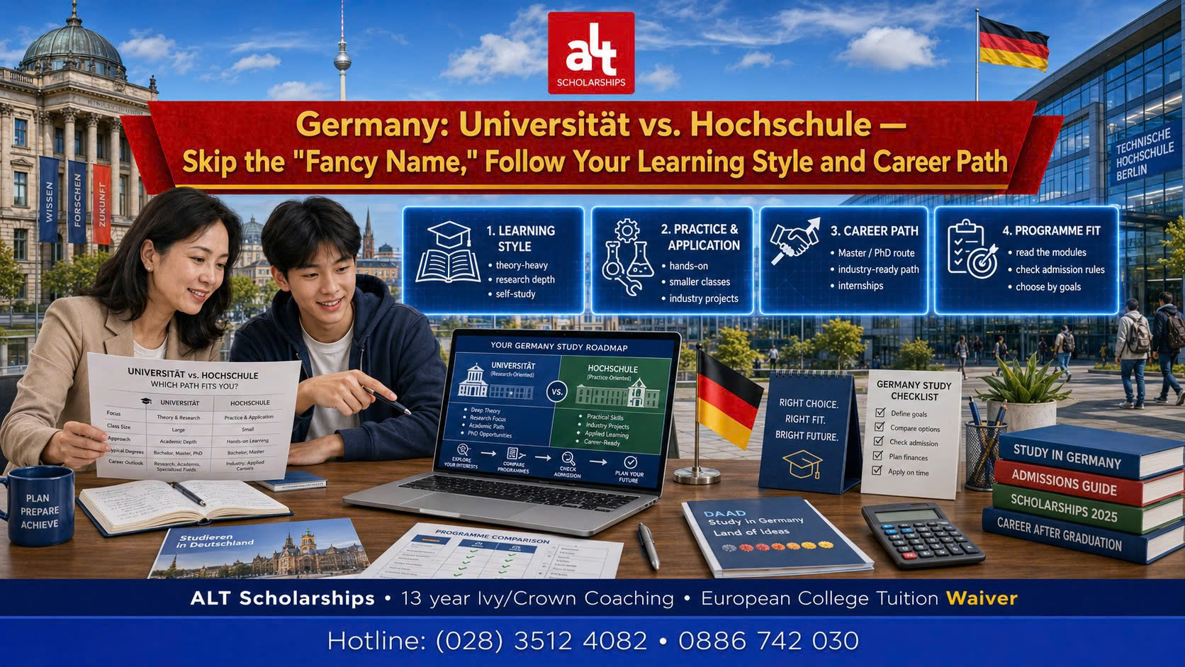 Universität hay Hochschule/Fachhochschule? Ba mẹ đừng chọn Đức bằng “tên nghe sang” — hãy chọn theo cách con học và cách con muốn đi làm