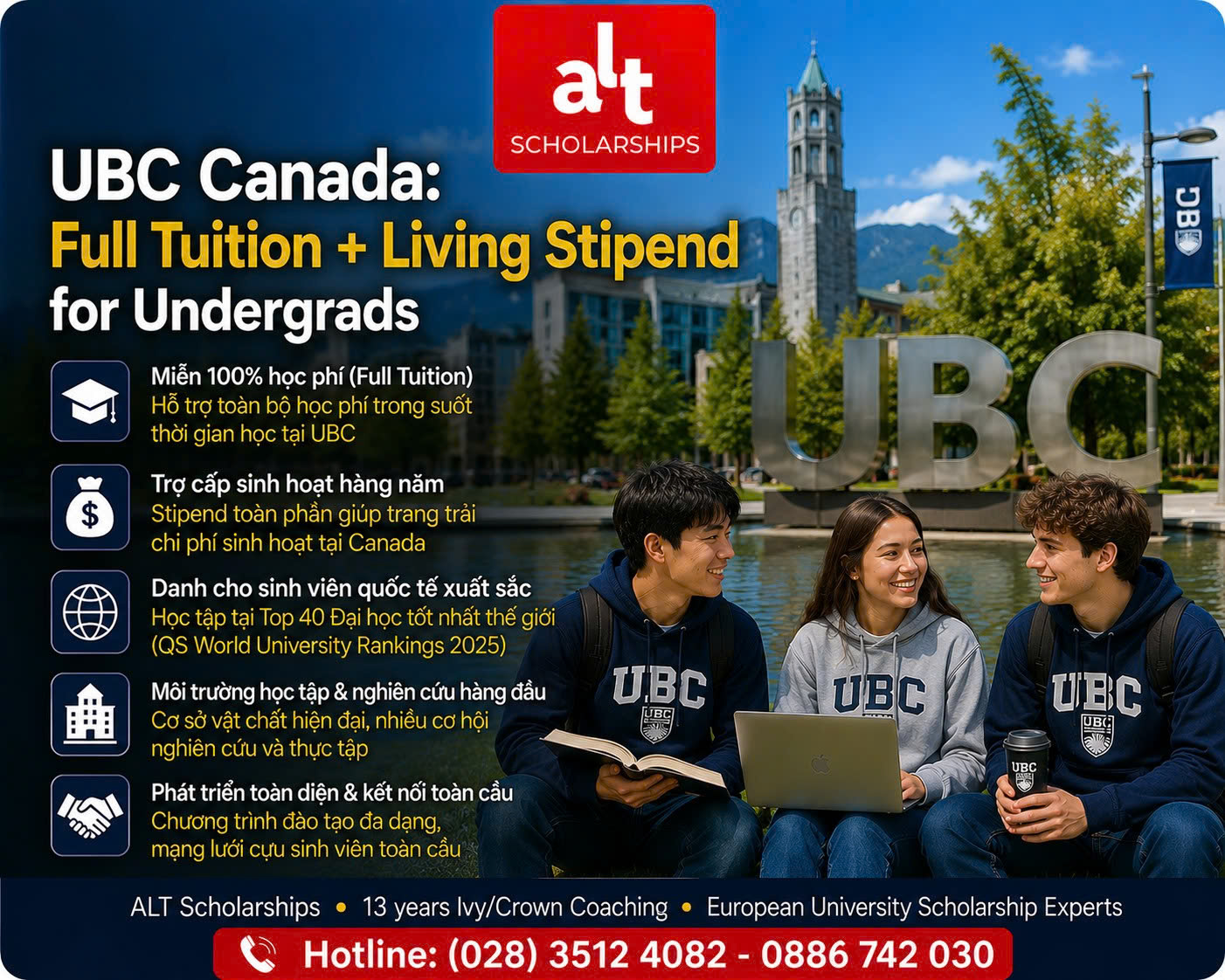 UBC International Scholars Program 2027: Học Bổng Cử Nhân Canada Theo Need-And-Merit Cho Học Sinh Quốc Tế Cần Hỗ Trợ Tài Chính Lớn